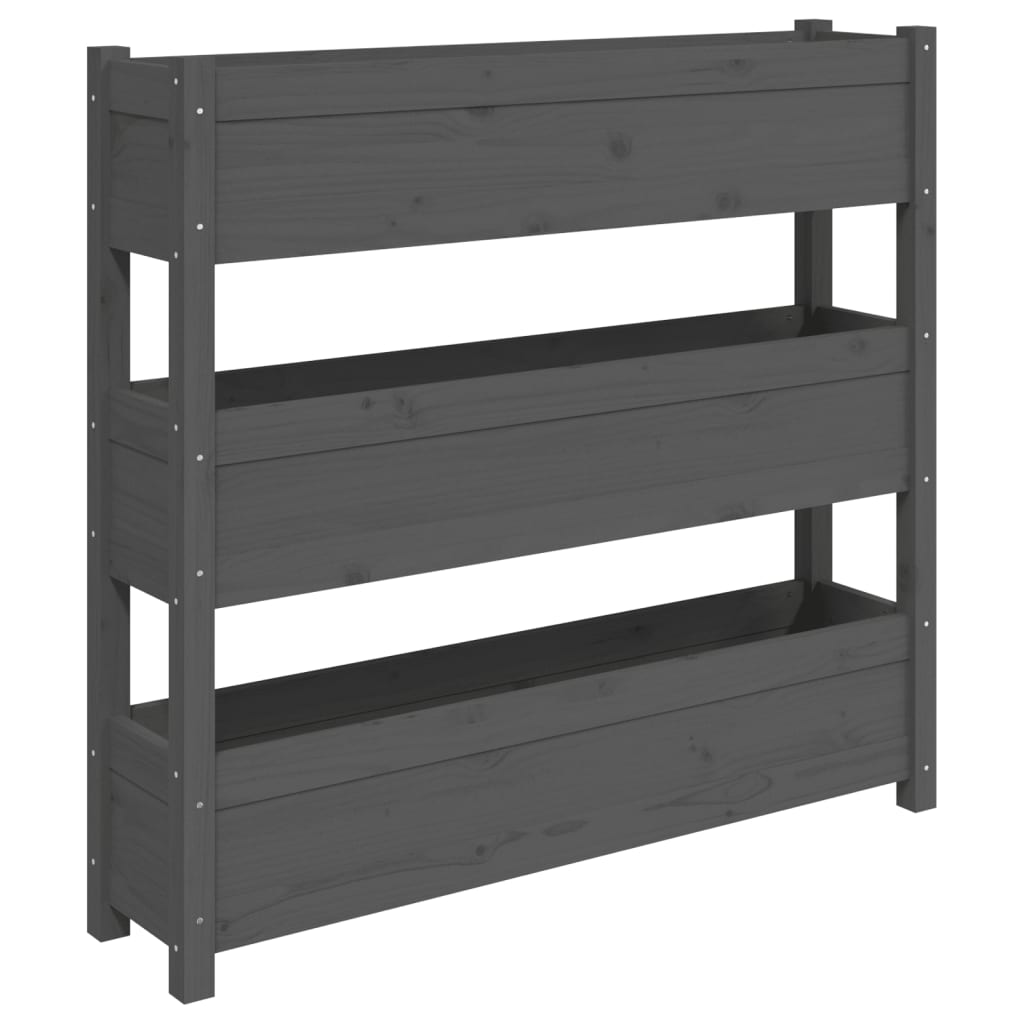 plantekasse 112x25x104,5 cm massivt fyrretræ grå