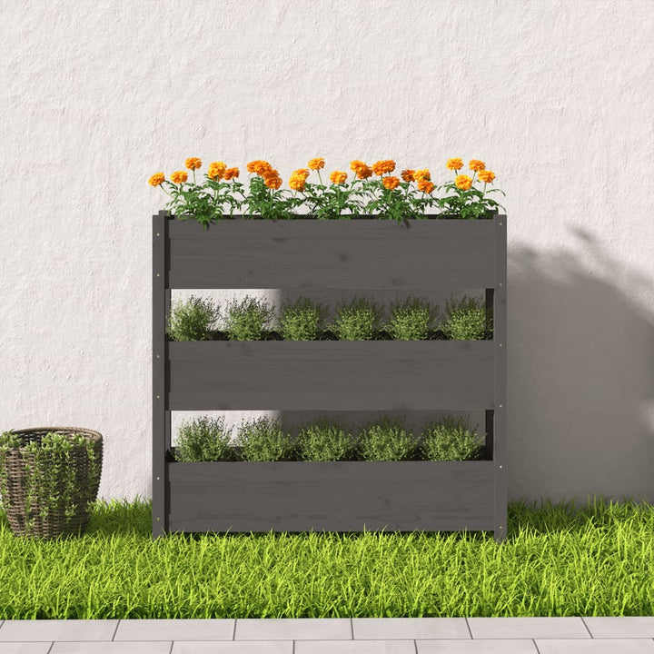 plantekasse 112x25x104,5 cm massivt fyrretræ grå