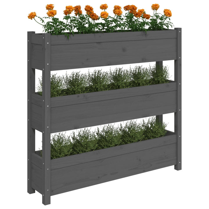 plantekasse 112x25x104,5 cm massivt fyrretræ grå