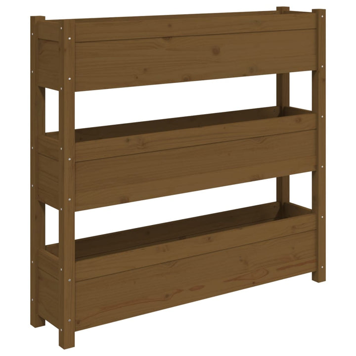 plantekasse 112x25x104,5 cm massivt fyrretræ gyldenbrun