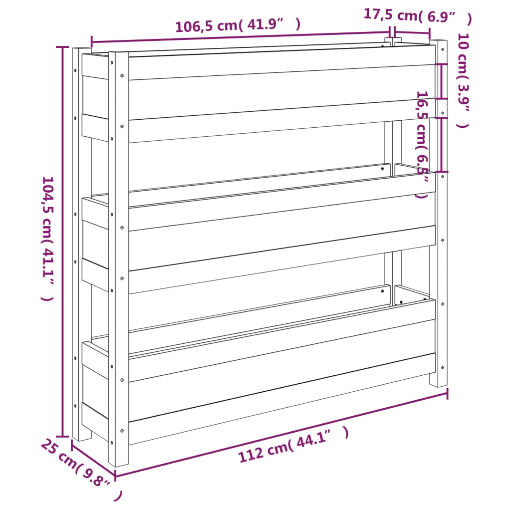plantekasse 112x25x104,5 cm massivt fyrretræ gyldenbrun