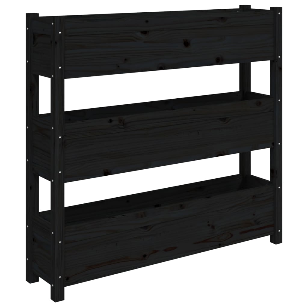 plantekasse 112x25x104,5 cm massivt fyrretræ sort