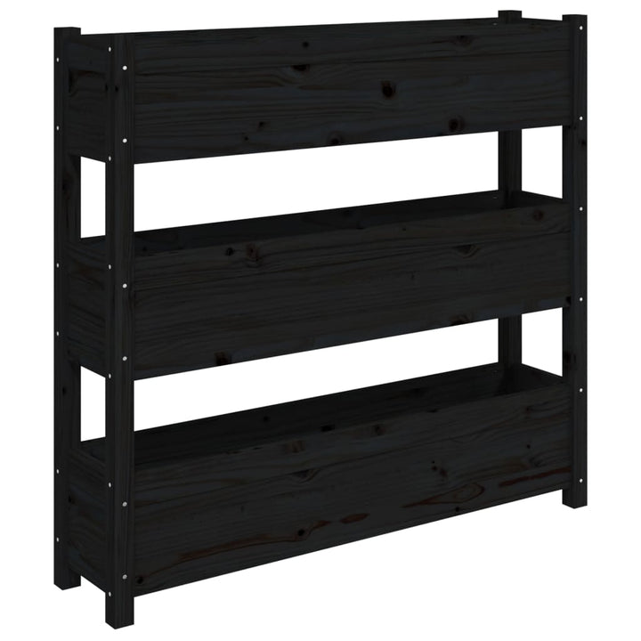 plantekasse 112x25x104,5 cm massivt fyrretræ sort