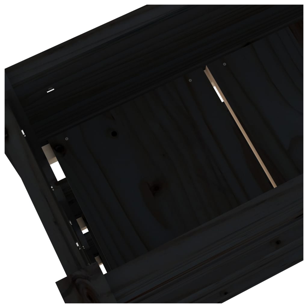 plantekasse 112x25x104,5 cm massivt fyrretræ sort
