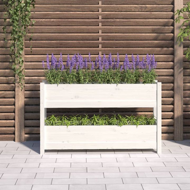 plantekasse 112x25x66 cm massivt fyrretræ hvid