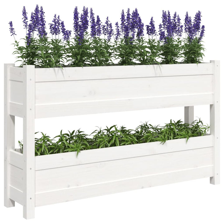 plantekasse 112x25x66 cm massivt fyrretræ hvid