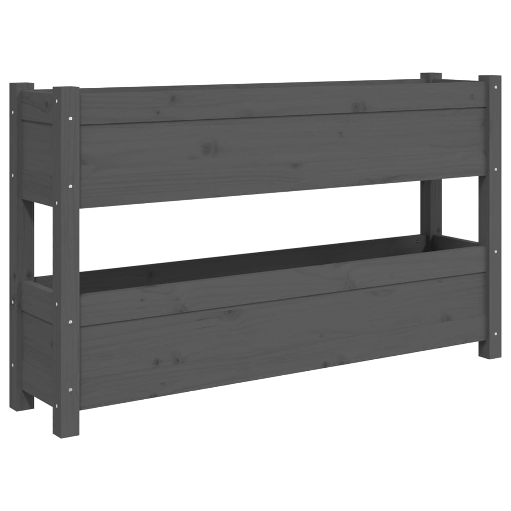 plantekasse 112x25x66 cm massivt fyrretræ grå