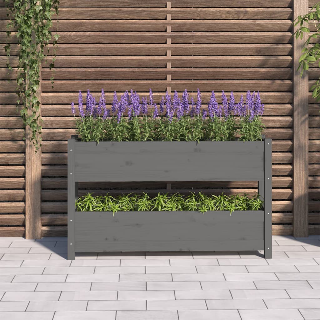 plantekasse 112x25x66 cm massivt fyrretræ grå