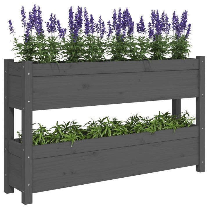 plantekasse 112x25x66 cm massivt fyrretræ grå