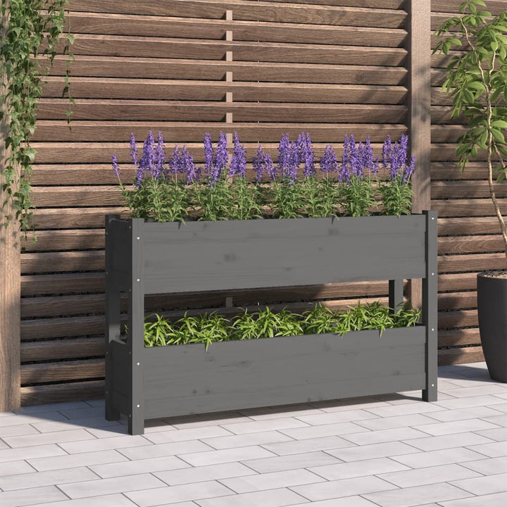 plantekasse 112x25x66 cm massivt fyrretræ grå