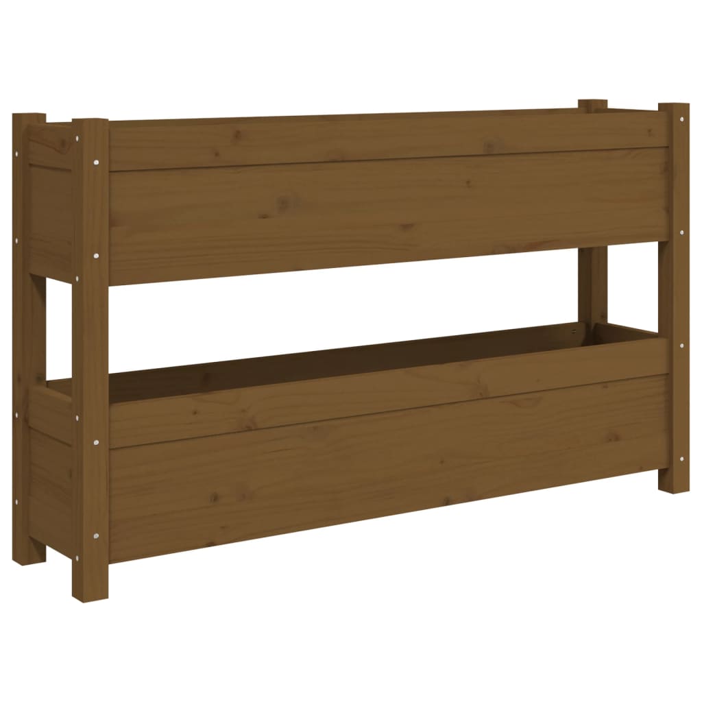 plantekasse 112x25x66 cm massivt fyrretræ gyldenbrun