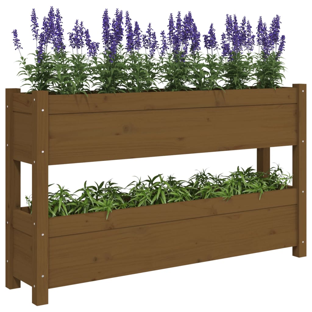 plantekasse 112x25x66 cm massivt fyrretræ gyldenbrun