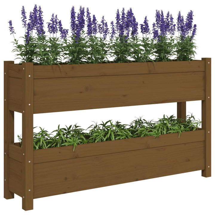 plantekasse 112x25x66 cm massivt fyrretræ gyldenbrun
