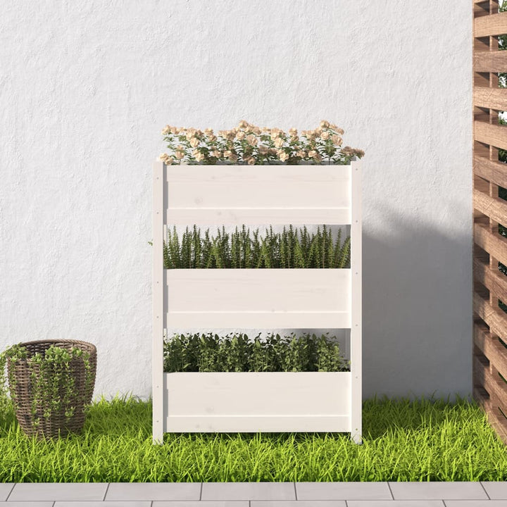 plantekasse 77x25x104,5 cm massivt fyrretræ hvid