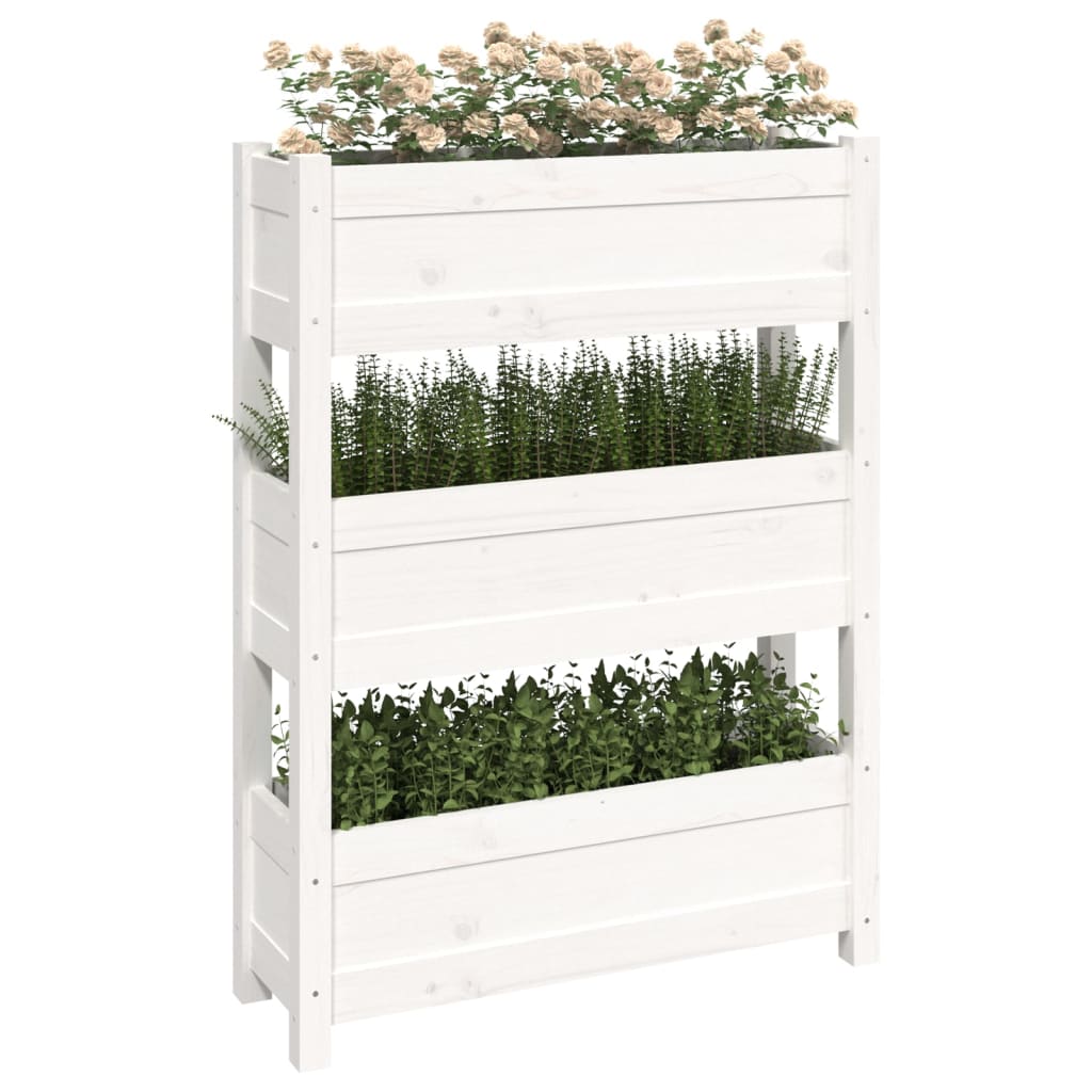 plantekasse 77x25x104,5 cm massivt fyrretræ hvid