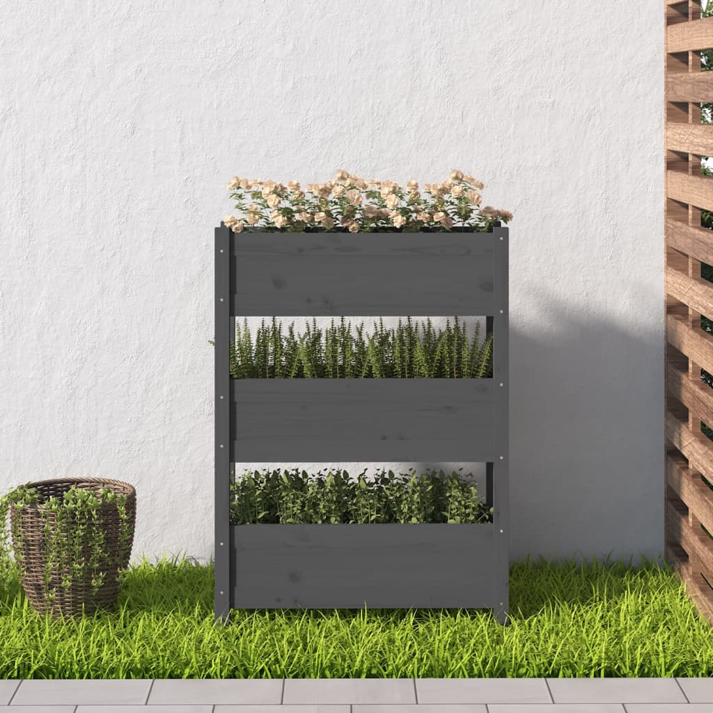 plantekasse 77x25x104,5 cm massivt fyrretræ grå