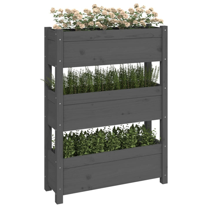 plantekasse 77x25x104,5 cm massivt fyrretræ grå