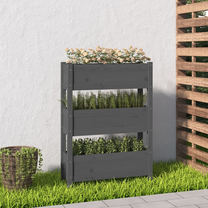 plantekasse 77x25x104,5 cm massivt fyrretræ grå
