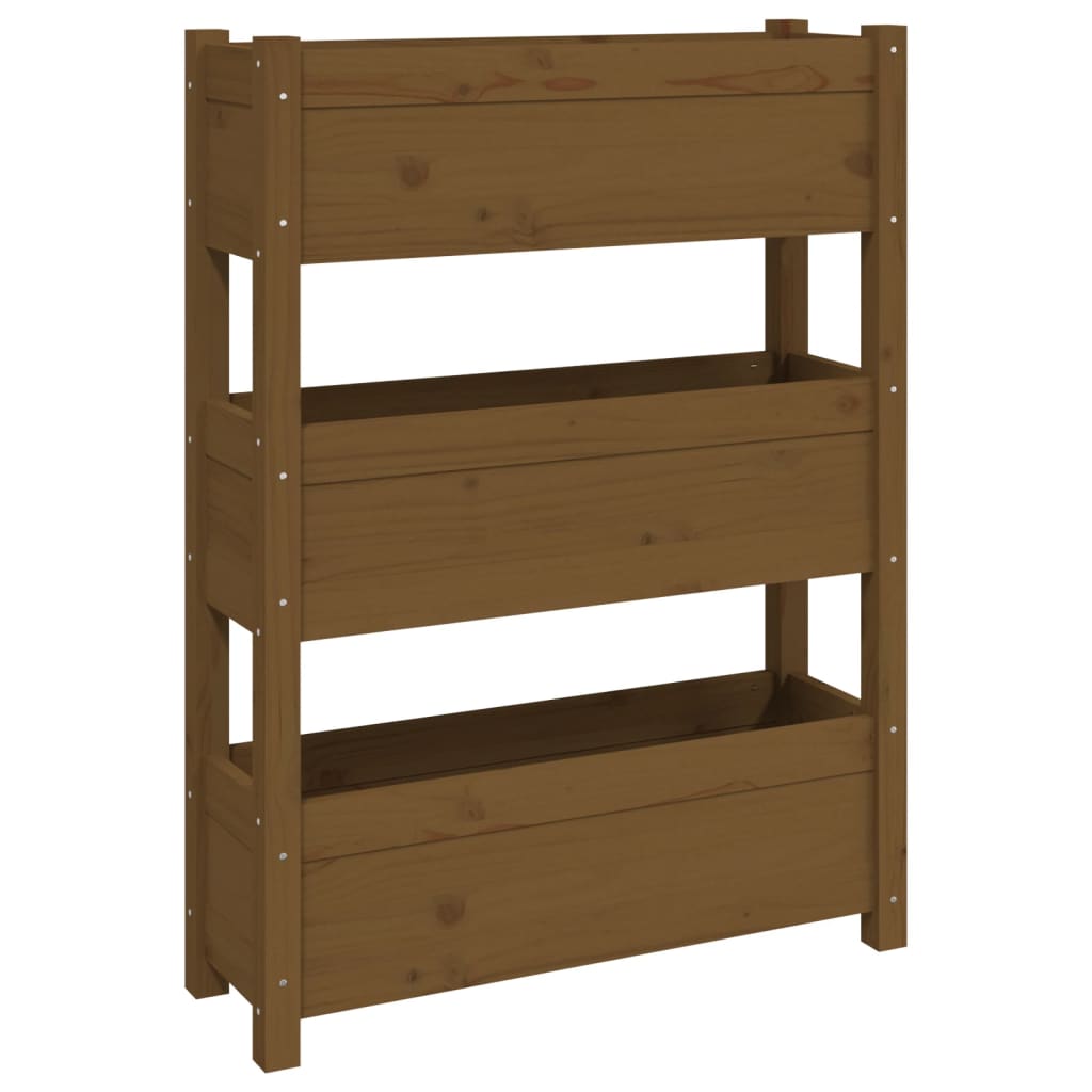 plantekasse 77x25x104,5 cm massivt fyrretræ gyldenbrun
