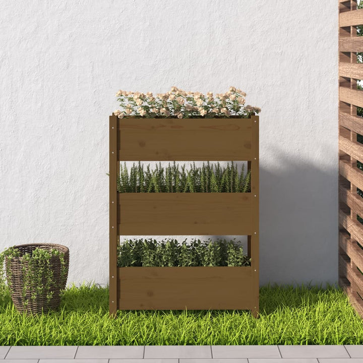 plantekasse 77x25x104,5 cm massivt fyrretræ gyldenbrun