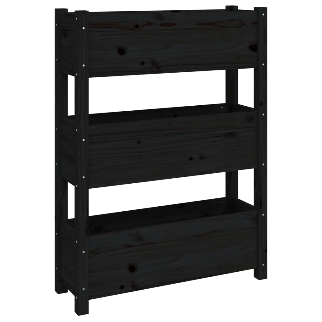 plantekasse 77x25x104,5 cm massivt fyrretræ sort