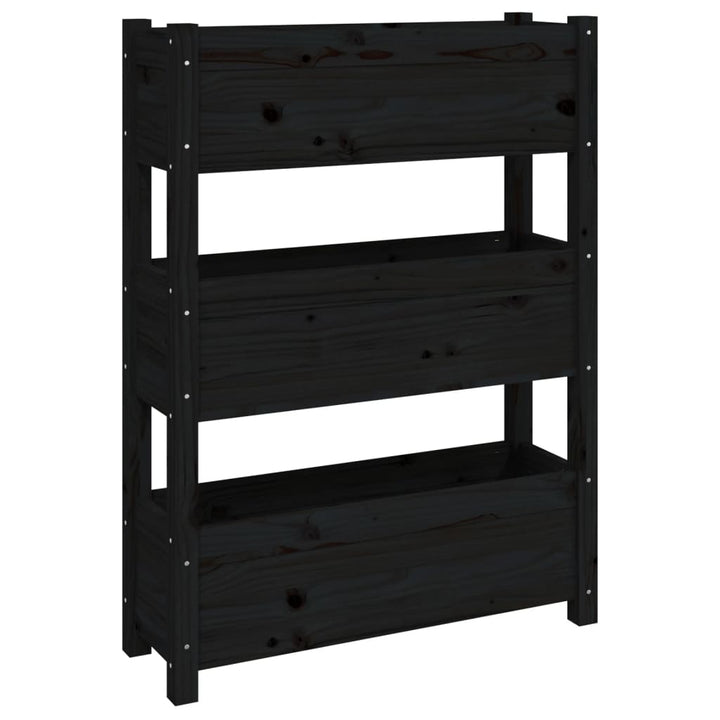 plantekasse 77x25x104,5 cm massivt fyrretræ sort