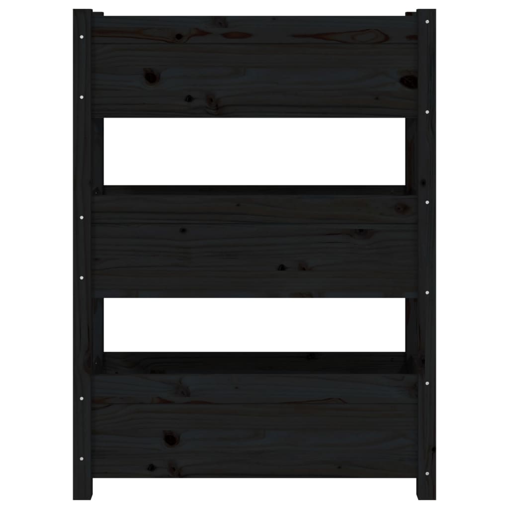 plantekasse 77x25x104,5 cm massivt fyrretræ sort