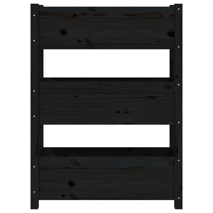 plantekasse 77x25x104,5 cm massivt fyrretræ sort