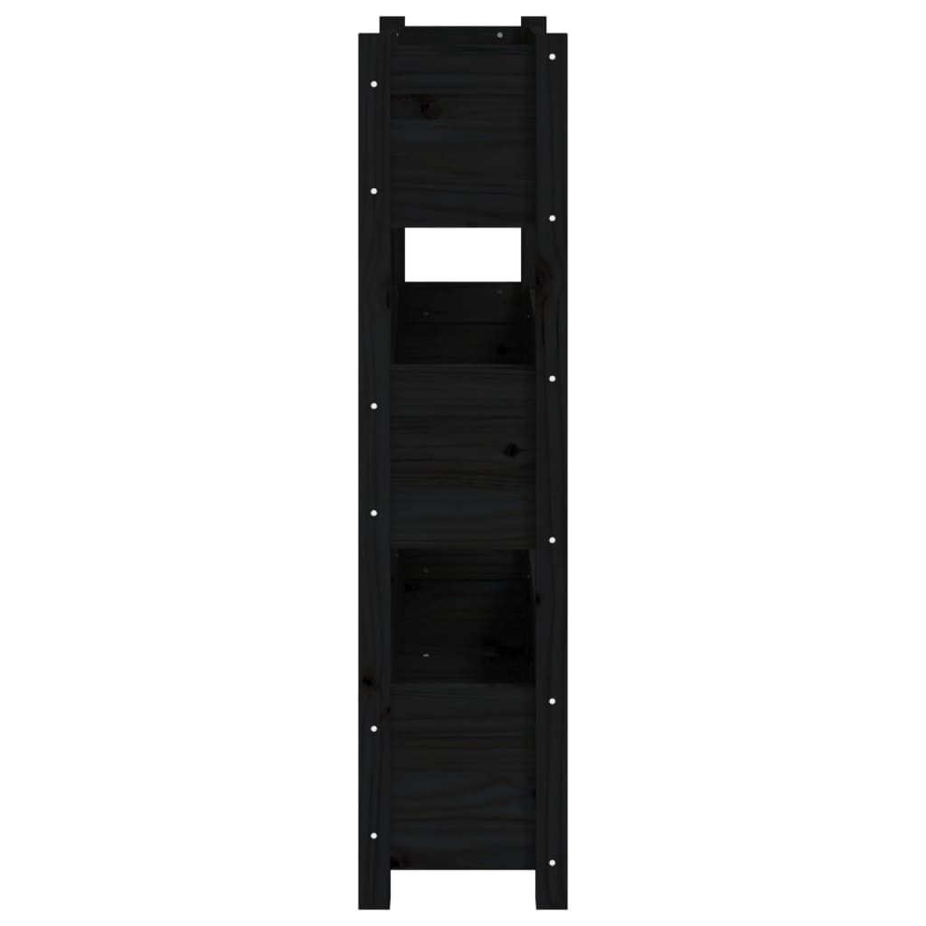 plantekasse 77x25x104,5 cm massivt fyrretræ sort