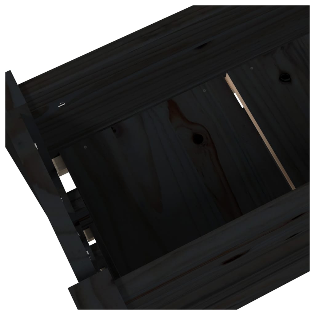 plantekasse 77x25x104,5 cm massivt fyrretræ sort