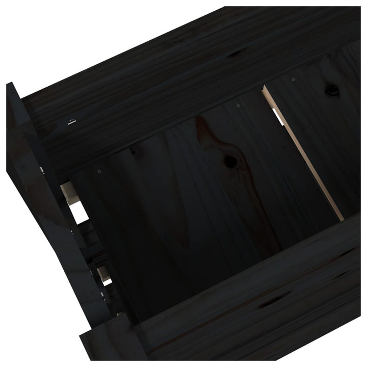 plantekasse 77x25x104,5 cm massivt fyrretræ sort