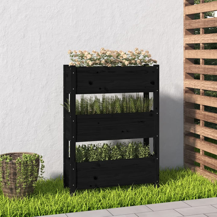 plantekasse 77x25x104,5 cm massivt fyrretræ sort