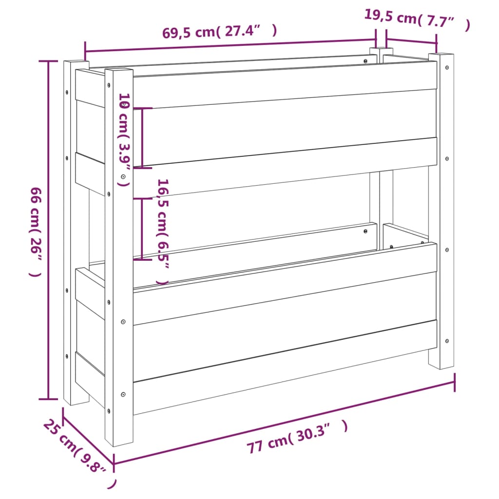 plantekasse 77x25x66 cm massivt fyrretræ