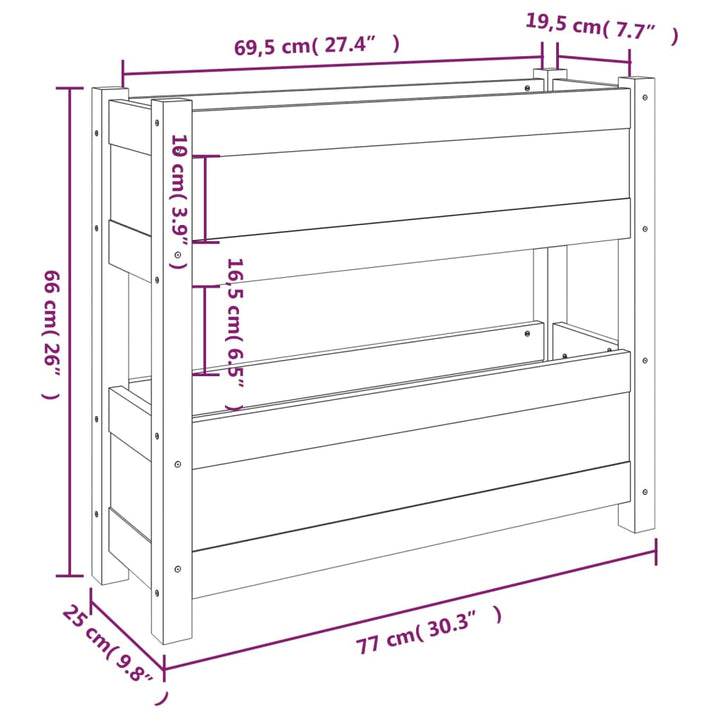 plantekasse 77x25x66 cm massivt fyrretræ