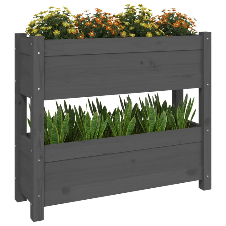 plantekasse 77x25x66 cm massivt fyrretræ grå