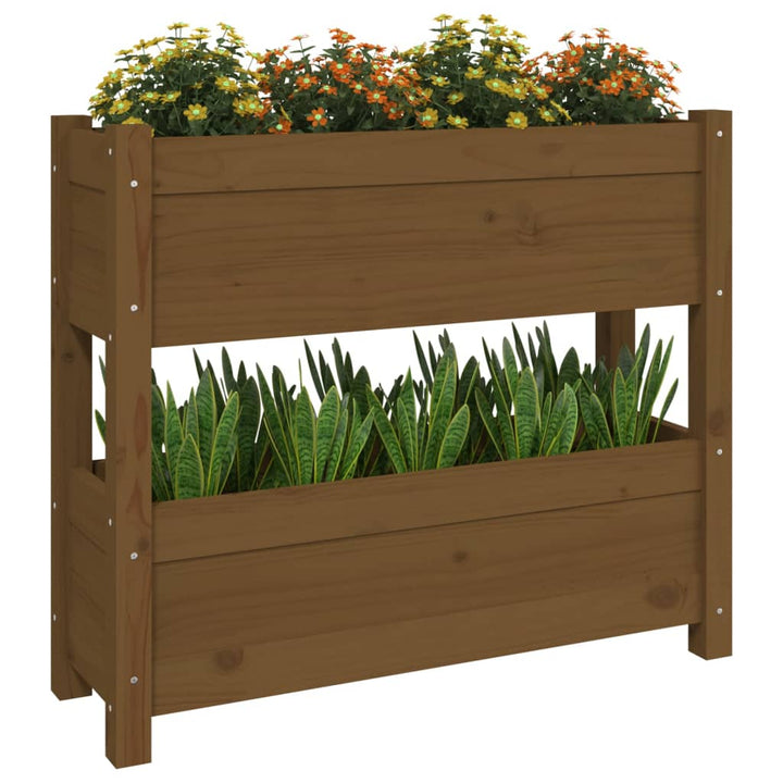 plantekasse 77x25x66 cm massivt fyrretræ gyldenbrun