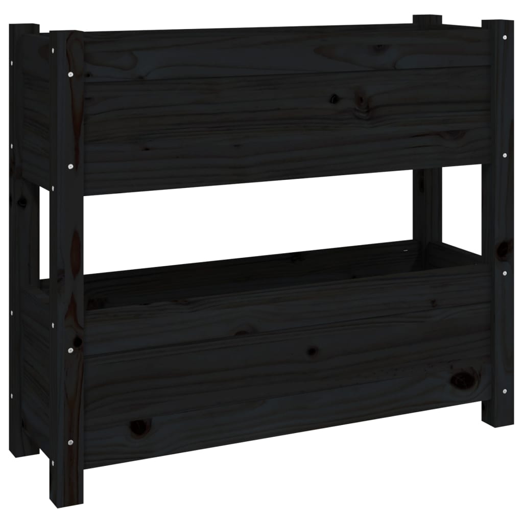 plantekasse 77x25x66 cm massivt fyrretræ sort