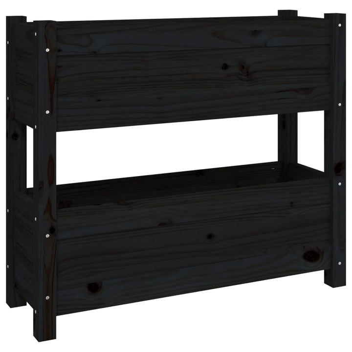 plantekasse 77x25x66 cm massivt fyrretræ sort