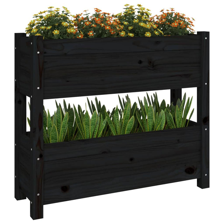 plantekasse 77x25x66 cm massivt fyrretræ sort