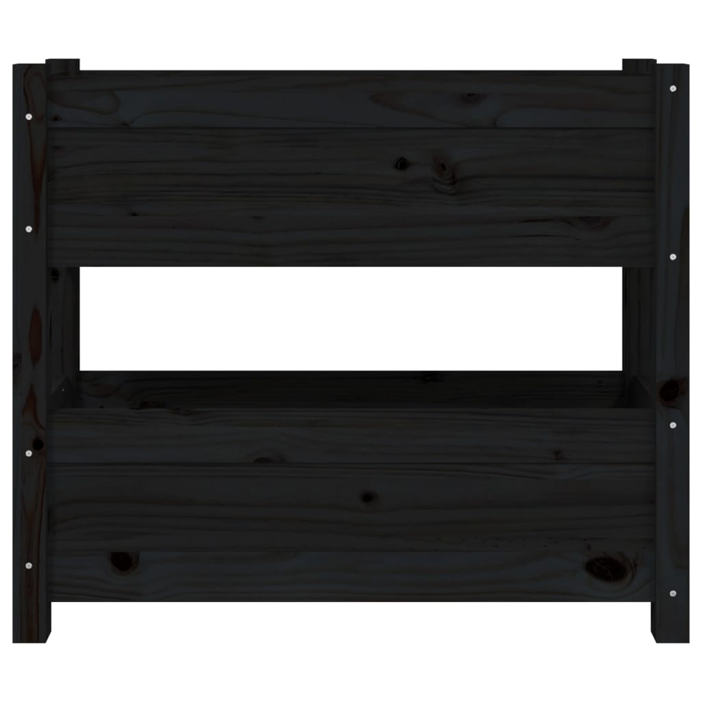 plantekasse 77x25x66 cm massivt fyrretræ sort