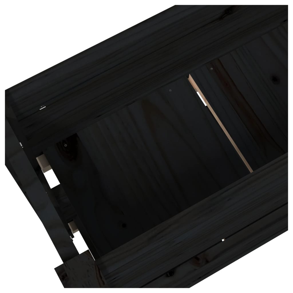 plantekasse 77x25x66 cm massivt fyrretræ sort