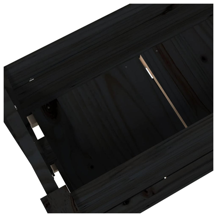 plantekasse 77x25x66 cm massivt fyrretræ sort