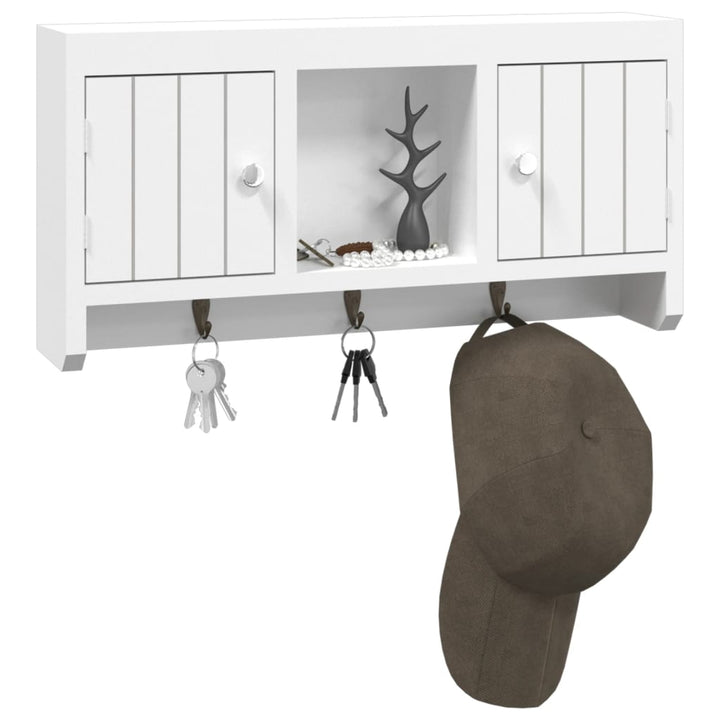 nøgleskab 40x8,5x20 cm konstrueret træ og stål hvid