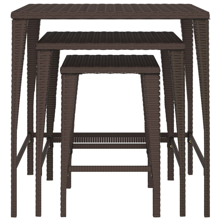 indskudsborde 3 stk. polyrattan brun