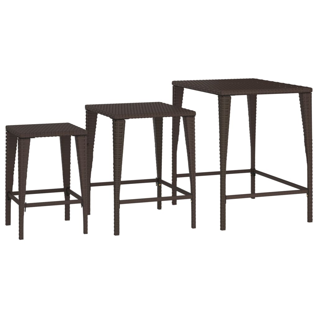indskudsborde 3 stk. polyrattan brun