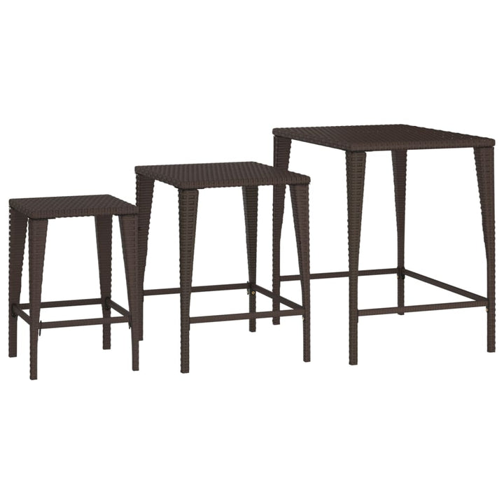 indskudsborde 3 stk. polyrattan brun