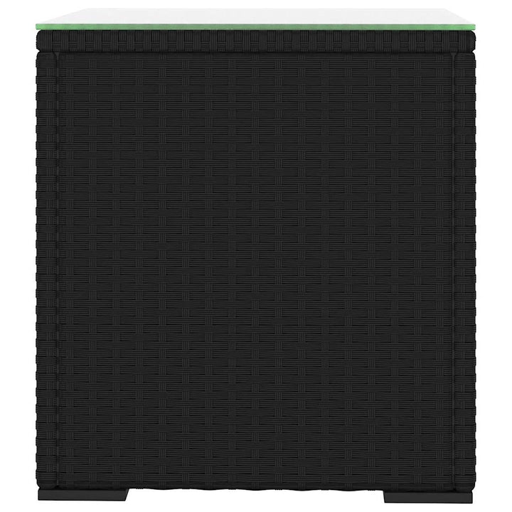 sidebord 40x37x40,5 cm polyrattan og hærdet glas sort