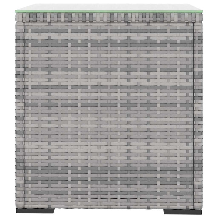 sidebord 40x37x40,5 cm polyrattan og hærdet glas grå