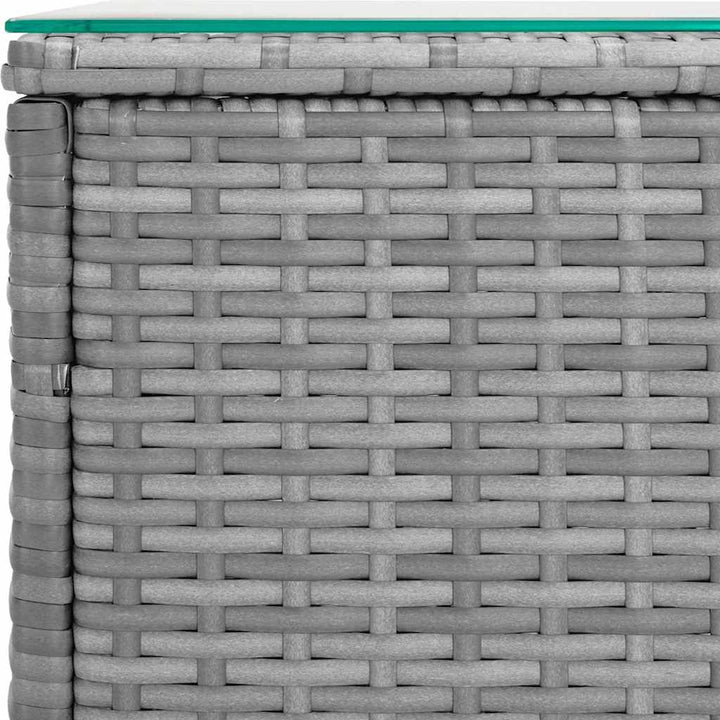 sidebord 40x37x40,5 cm polyrattan og hærdet glas grå