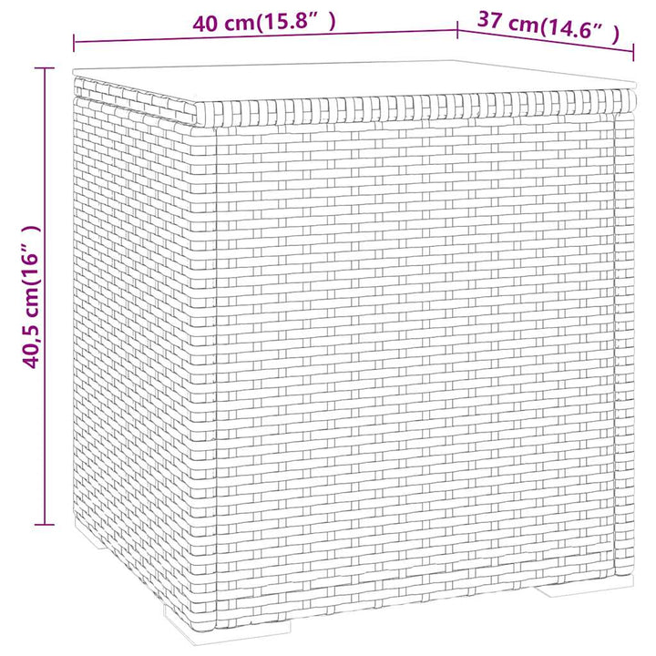 sidebord 40x37x40,5 cm polyrattan og hærdet glas grå